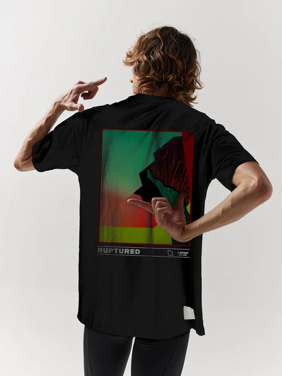 Camiseta Casual Hombre Oversized R.Strum x Givelo Negro