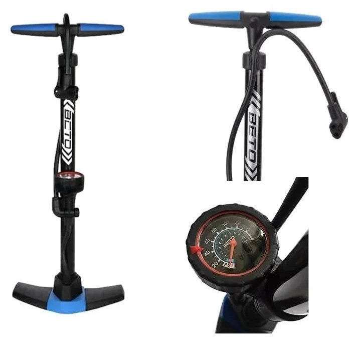 Infladores de Piso Ciclismo Beto Acero CF2SG C/Manometro
